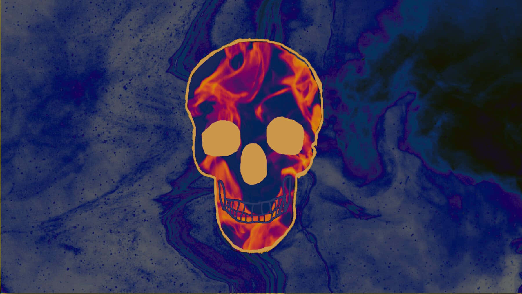 Blue_ Fire_ Skull_ Artwork Background