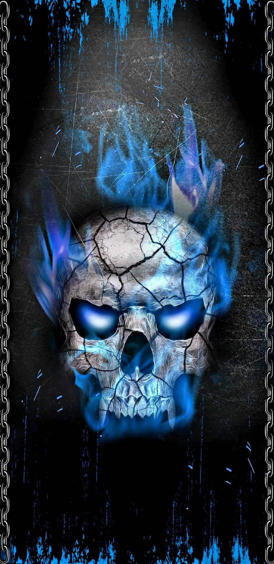 Blue_ Fire_ Skull_ Artwork Background