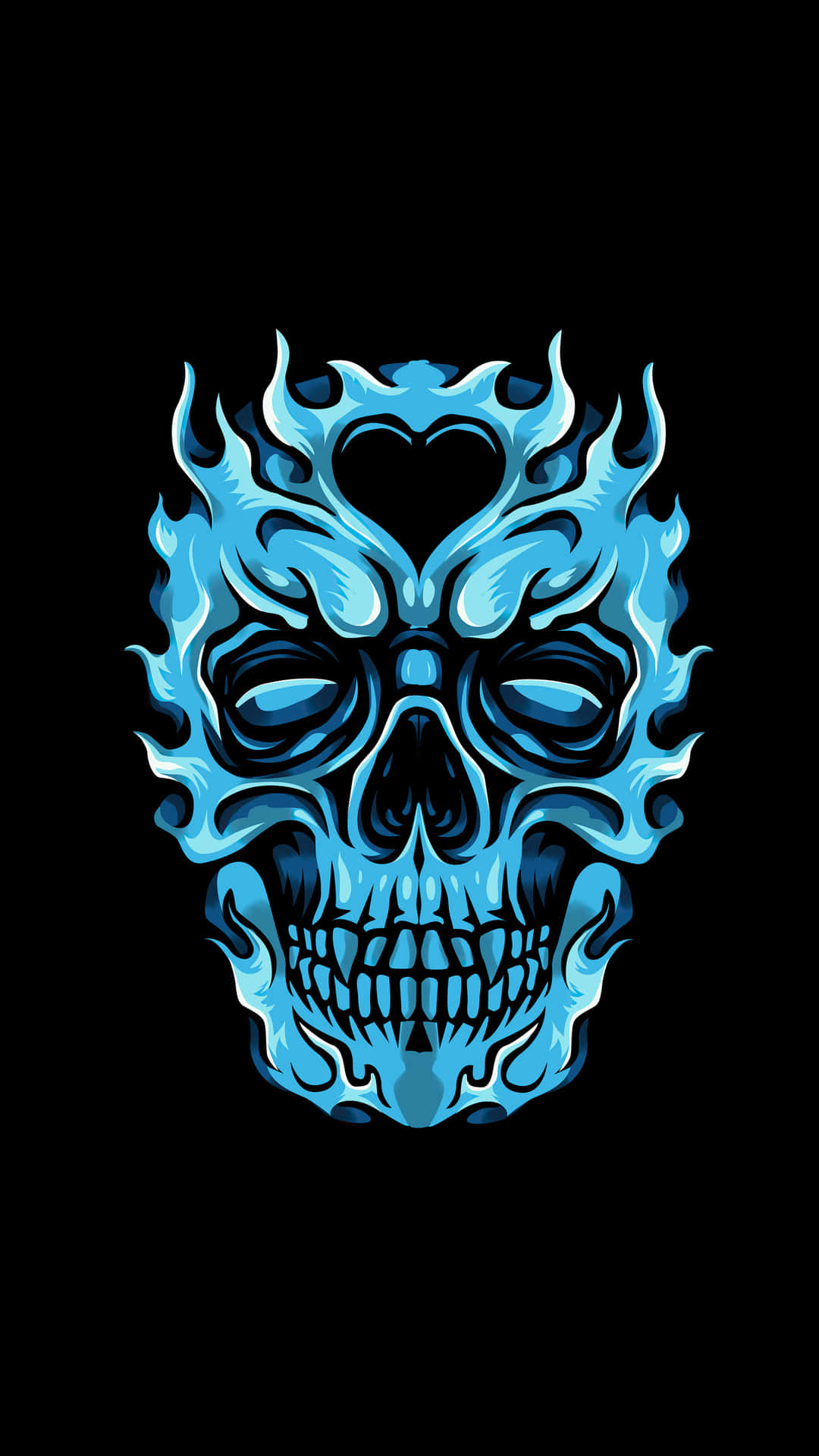 Blue_ Fire_ Skull_ Graphic Background