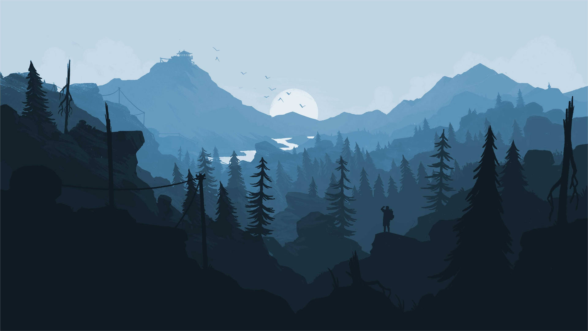 Blue Firewatch Henry In Forest Background