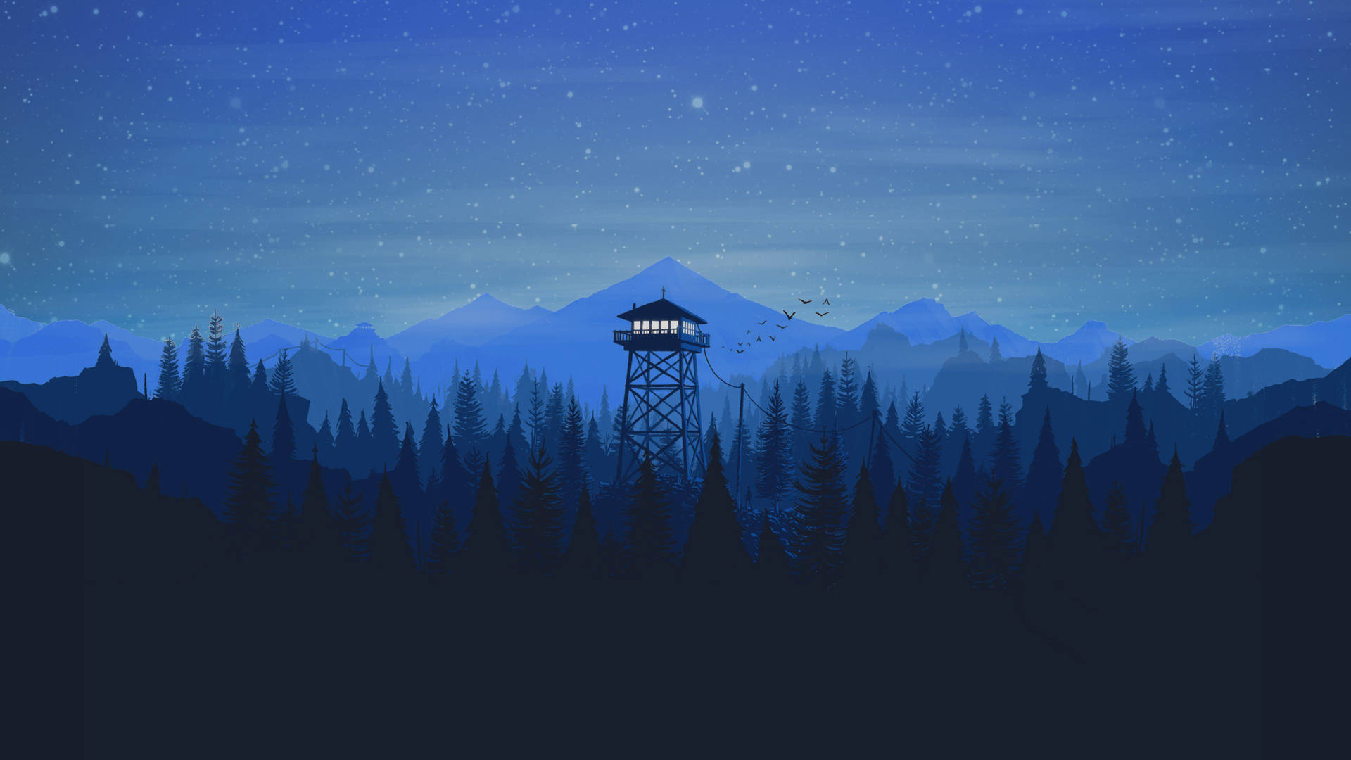 Blue Firewatch Tower Background