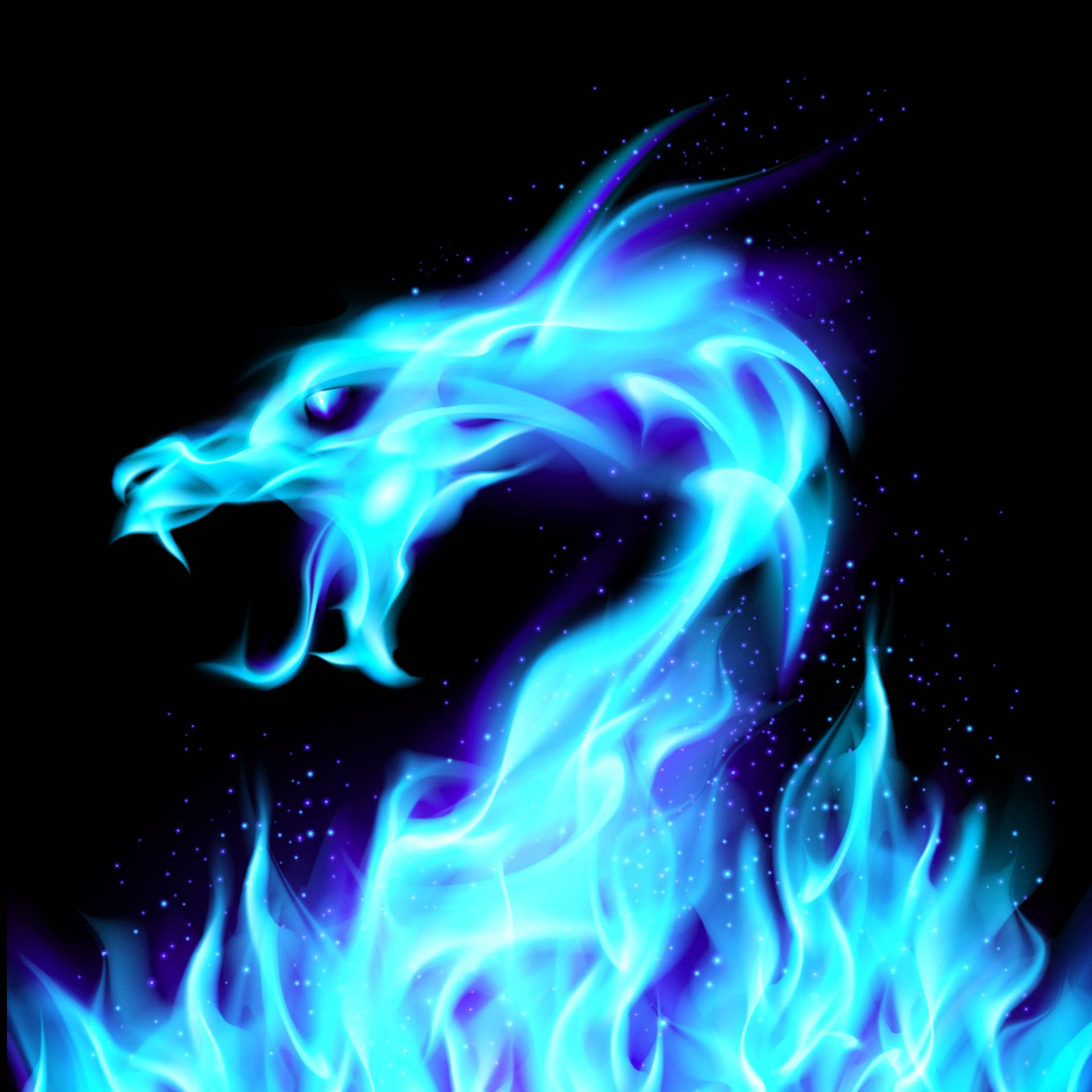 Blue Flame Dragon Background