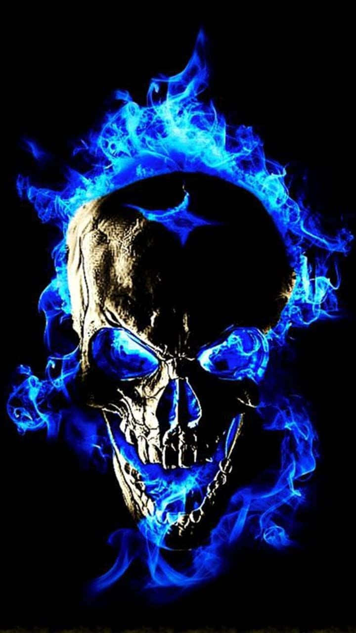 Blue Flame Fire Skull Background