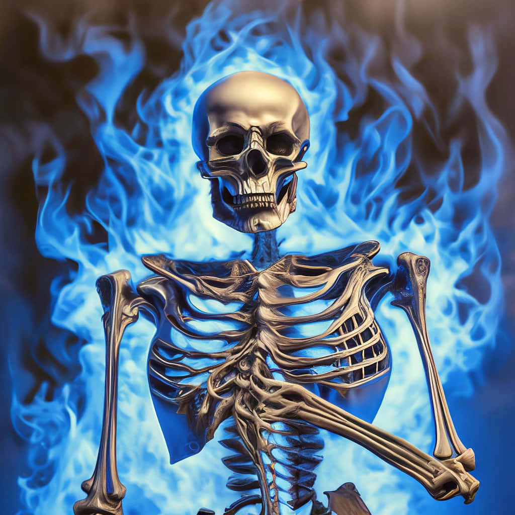 Blue Flame Skeleton Art Background