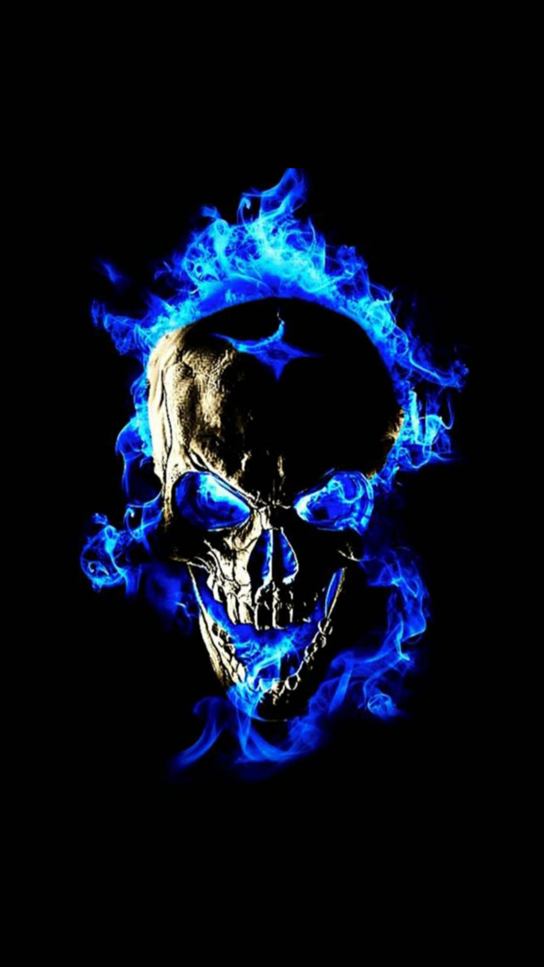 Blue Flame Skull Background