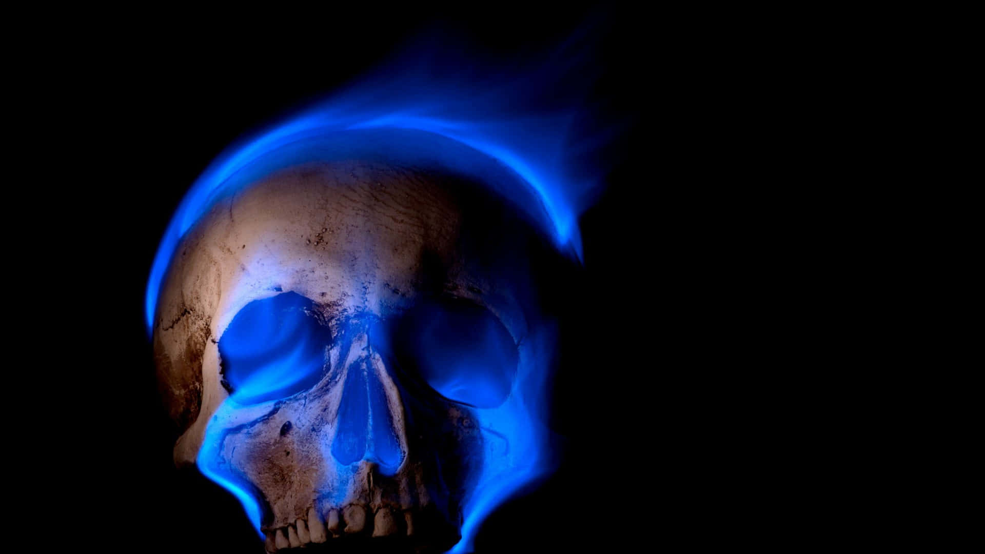 Blue Flame Skull Art Background