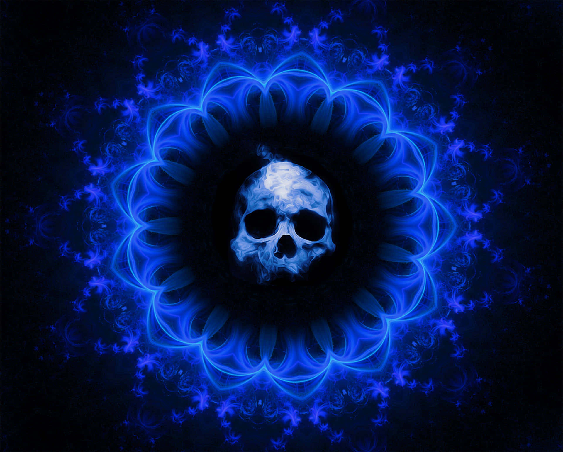 Blue Flame Skull Artwork Background