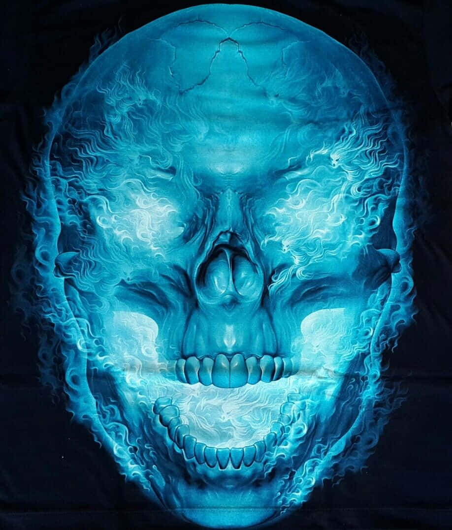 Blue Flame Skull Artwork Background