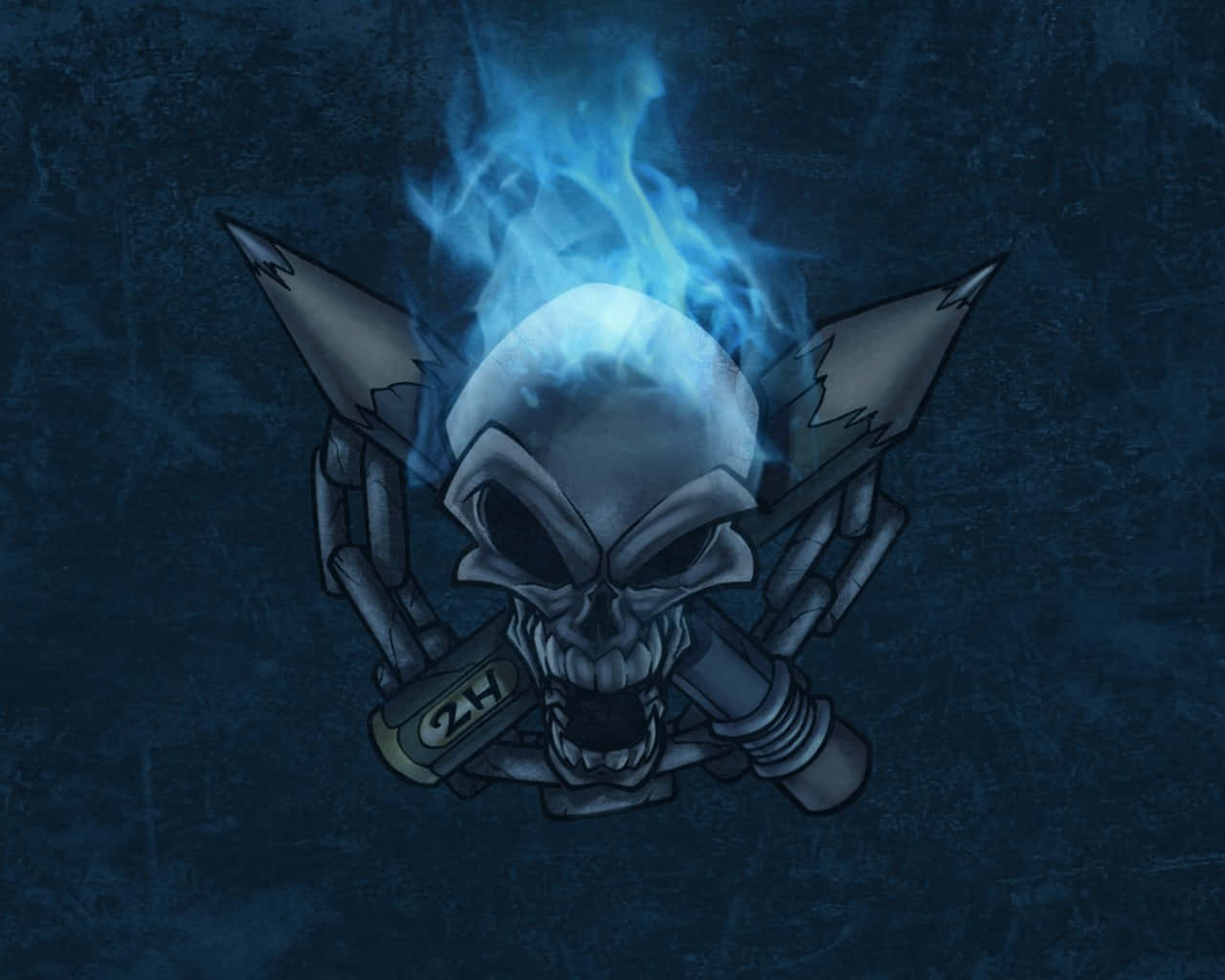 Blue Flame Skull Artwork Background