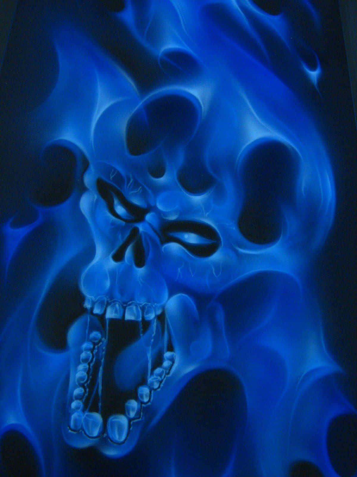 Blue Flame Skull Artwork Background