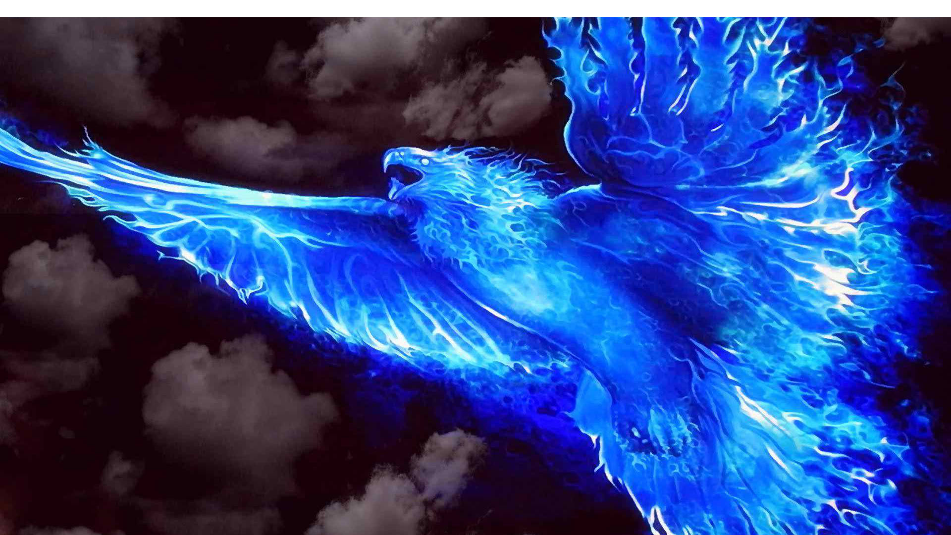 Blue Flames Bird Art