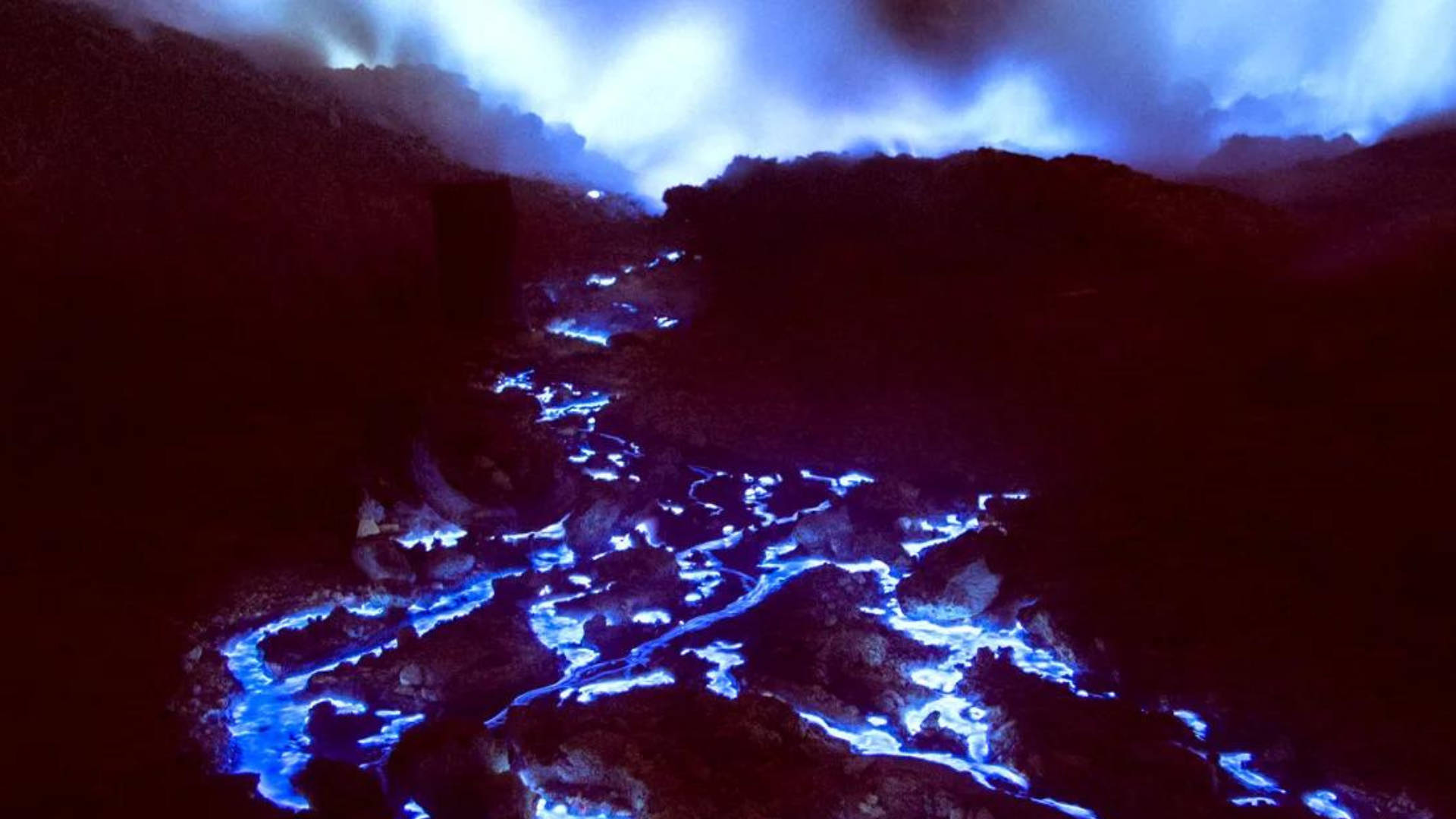 Blue Flames Mountains Background