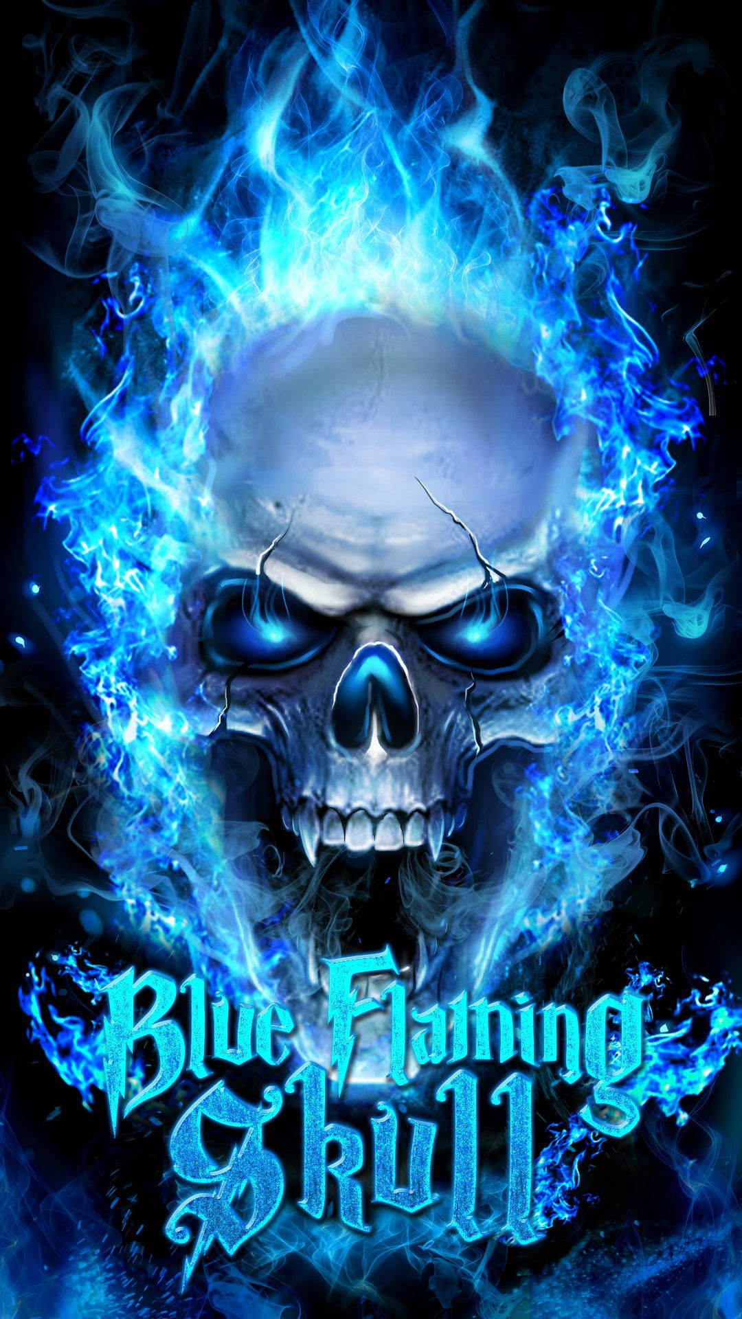 Blue Flaming Skull Of A Ghost Rider Background
