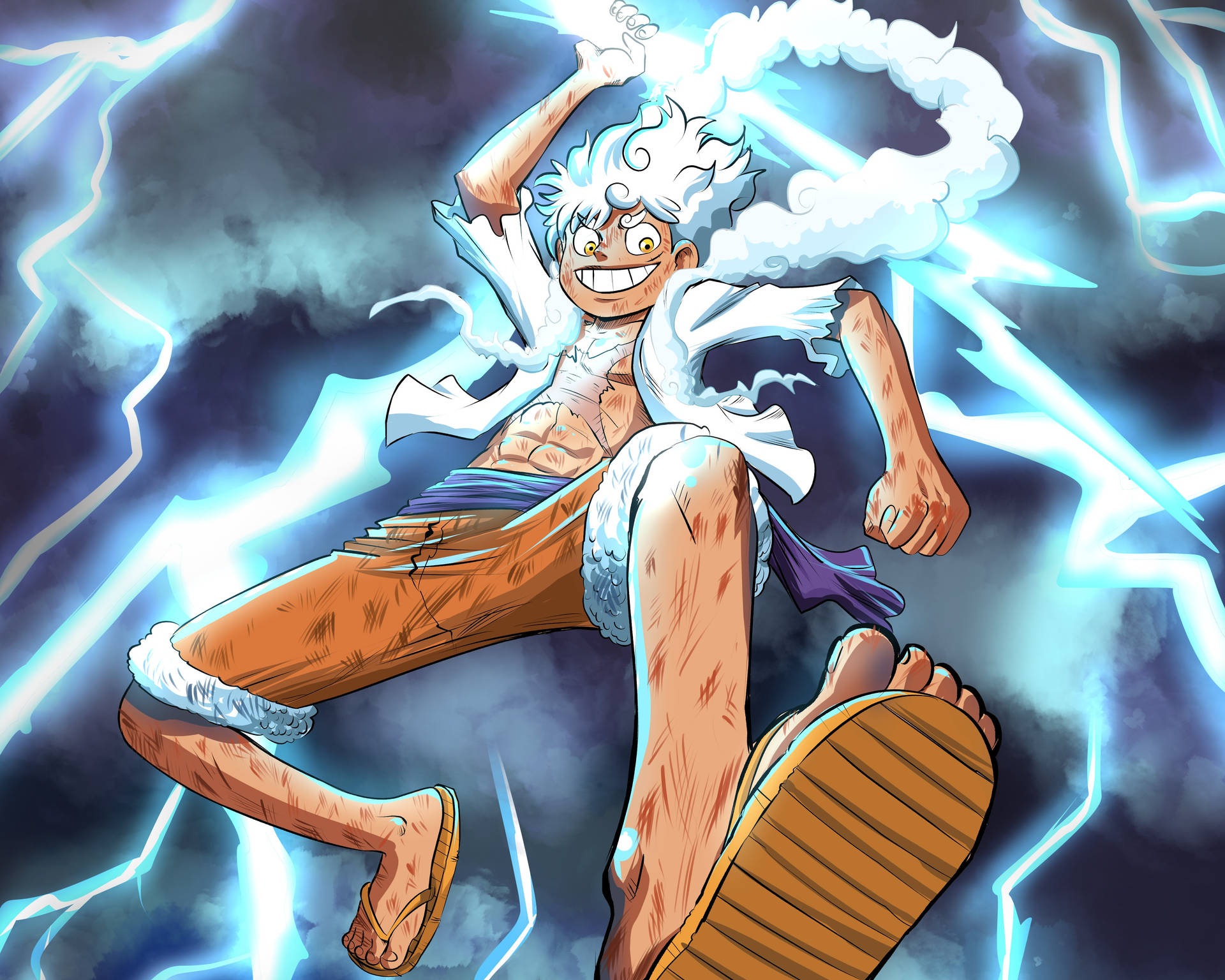 Blue Flash Nd Joy Boy Luffy Background