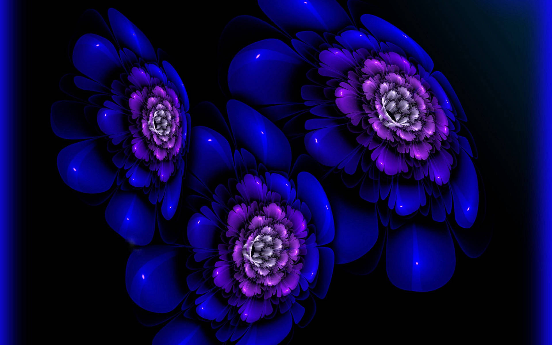 Blue Floral Fractal Design Background