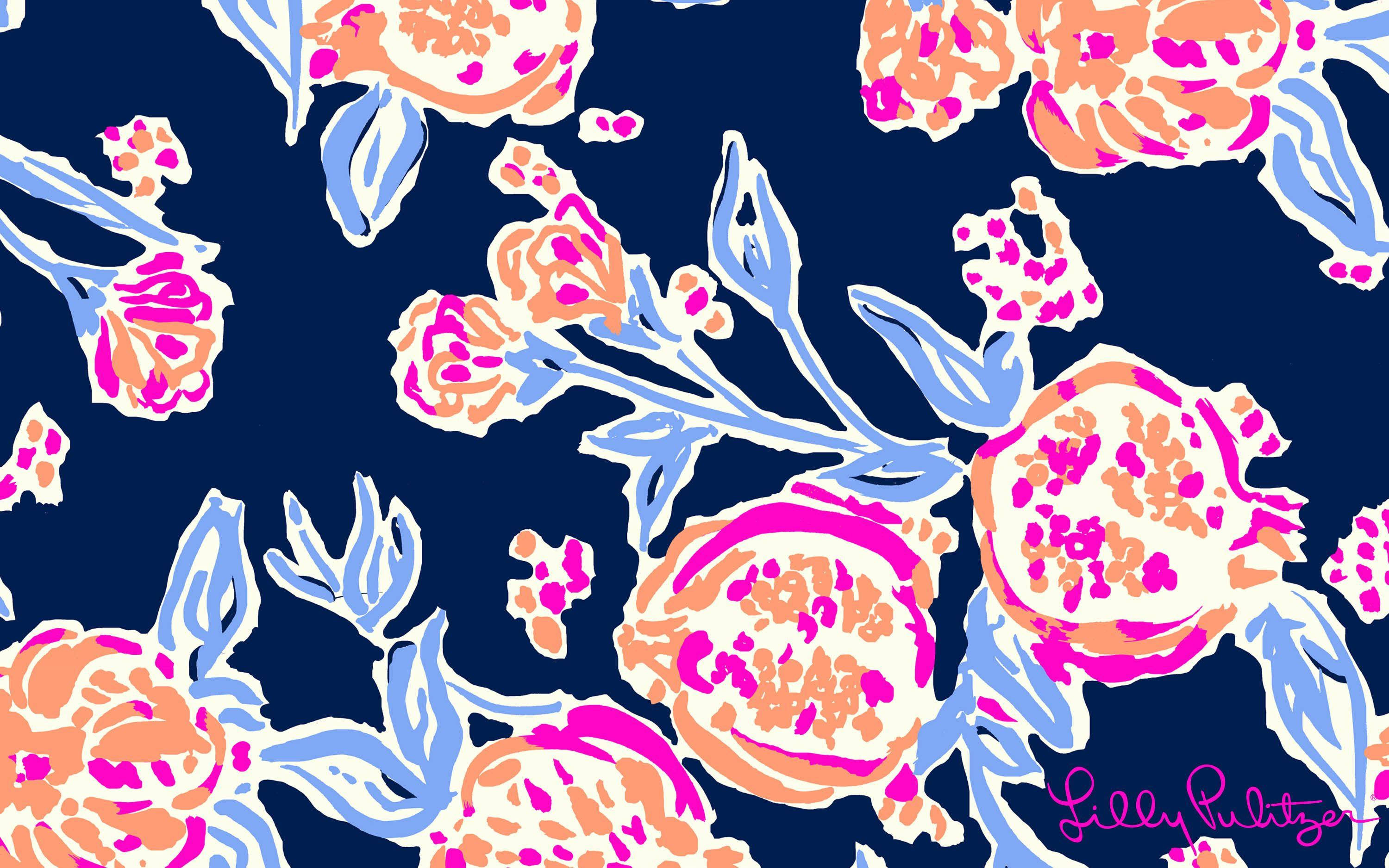 Blue Floral Lilly Pulitzer Desktop Background