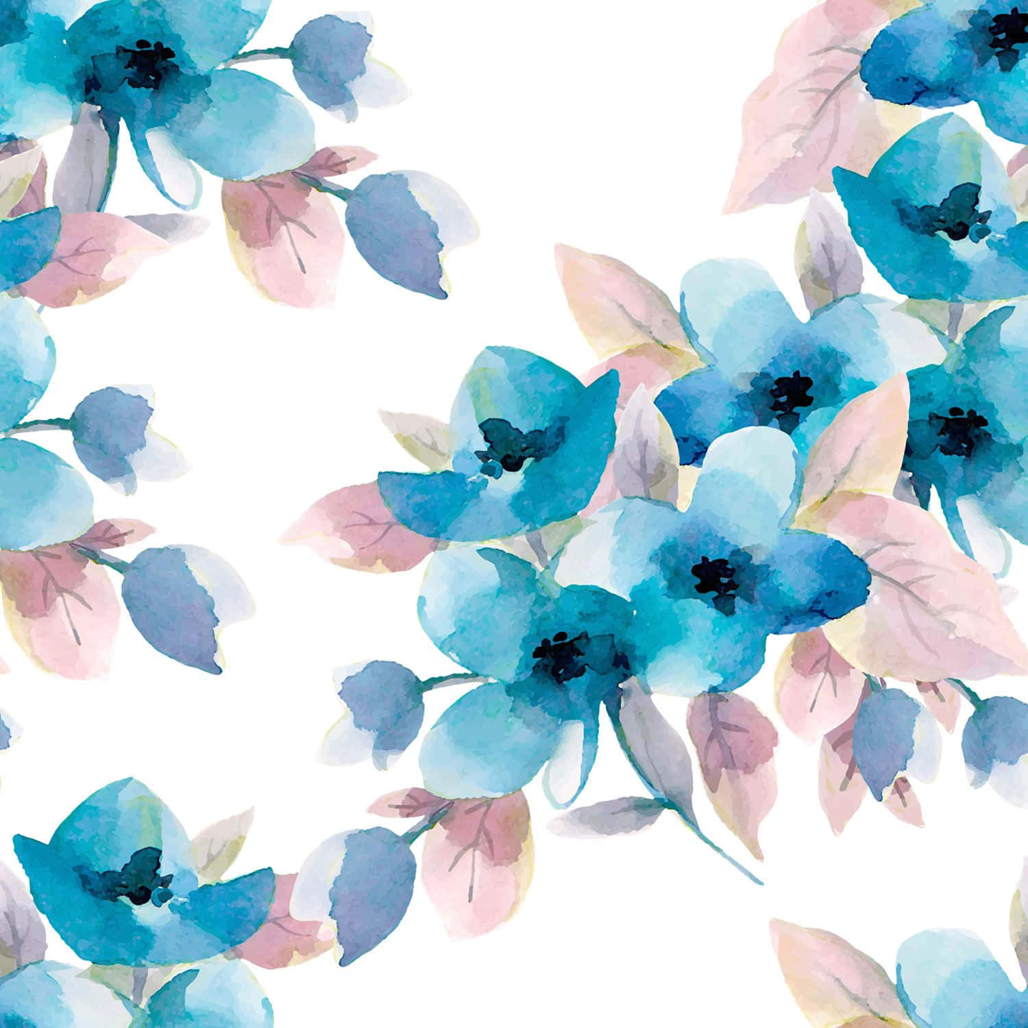 Blue Flowers Aesthetic Pattern Background