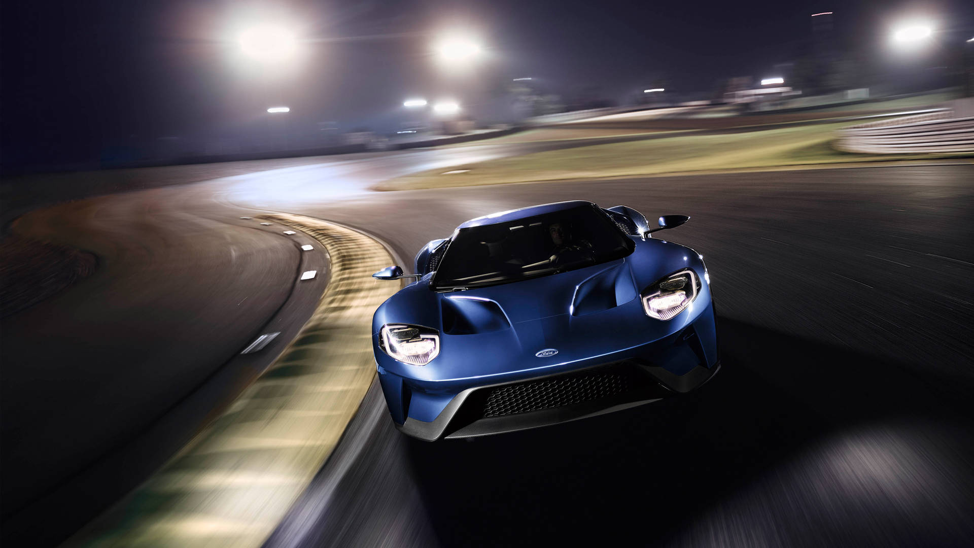 Blue Ford Gt Race Track Background