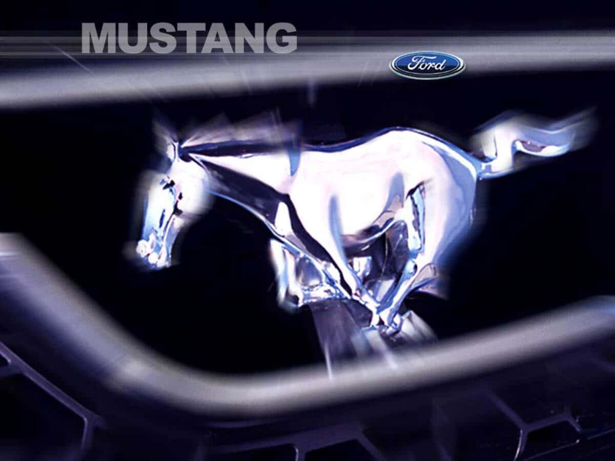 Blue Ford Logo On A Black Metallic Background Background