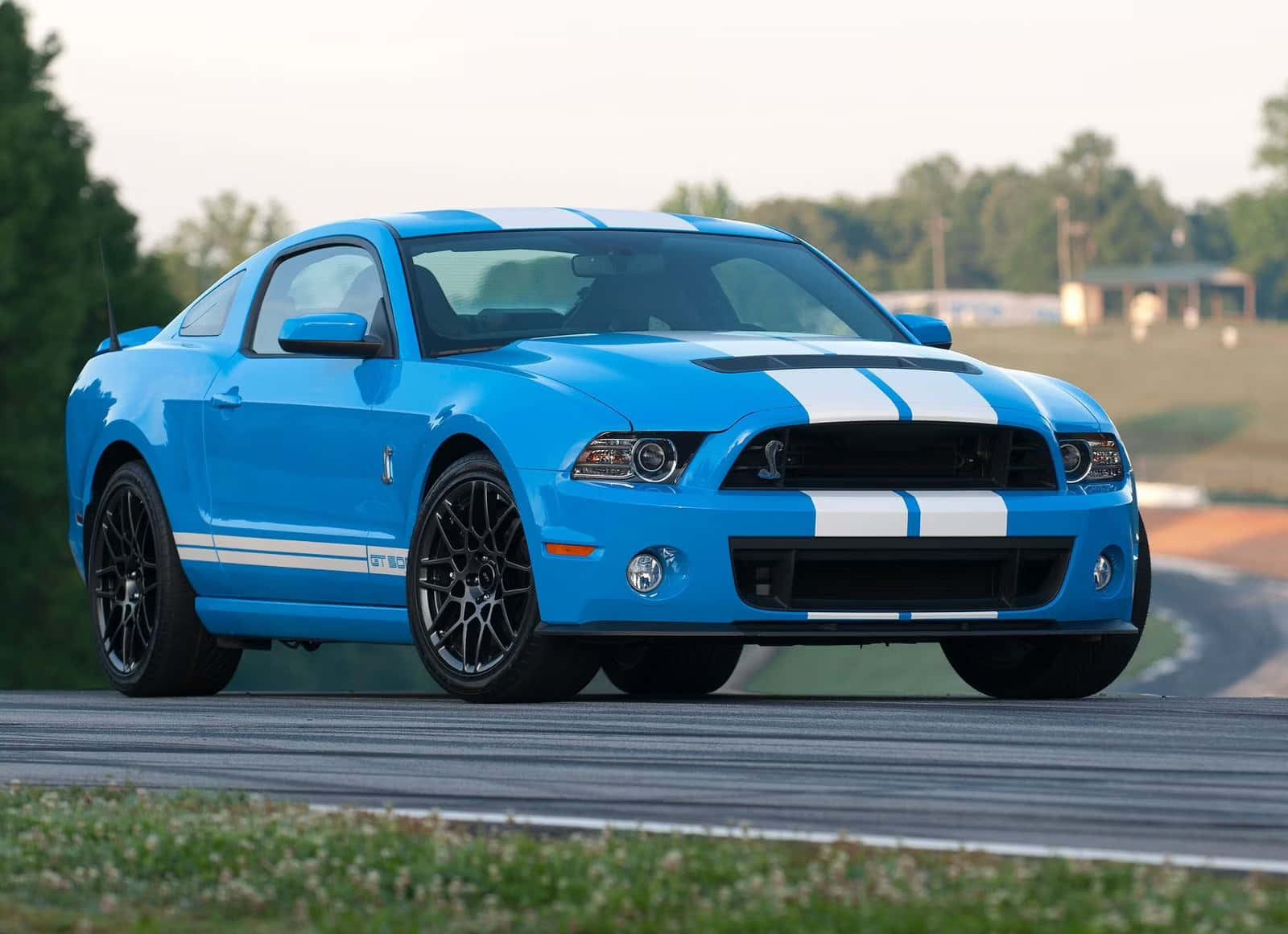 Blue Ford Mustang Shelby G T500 On Track