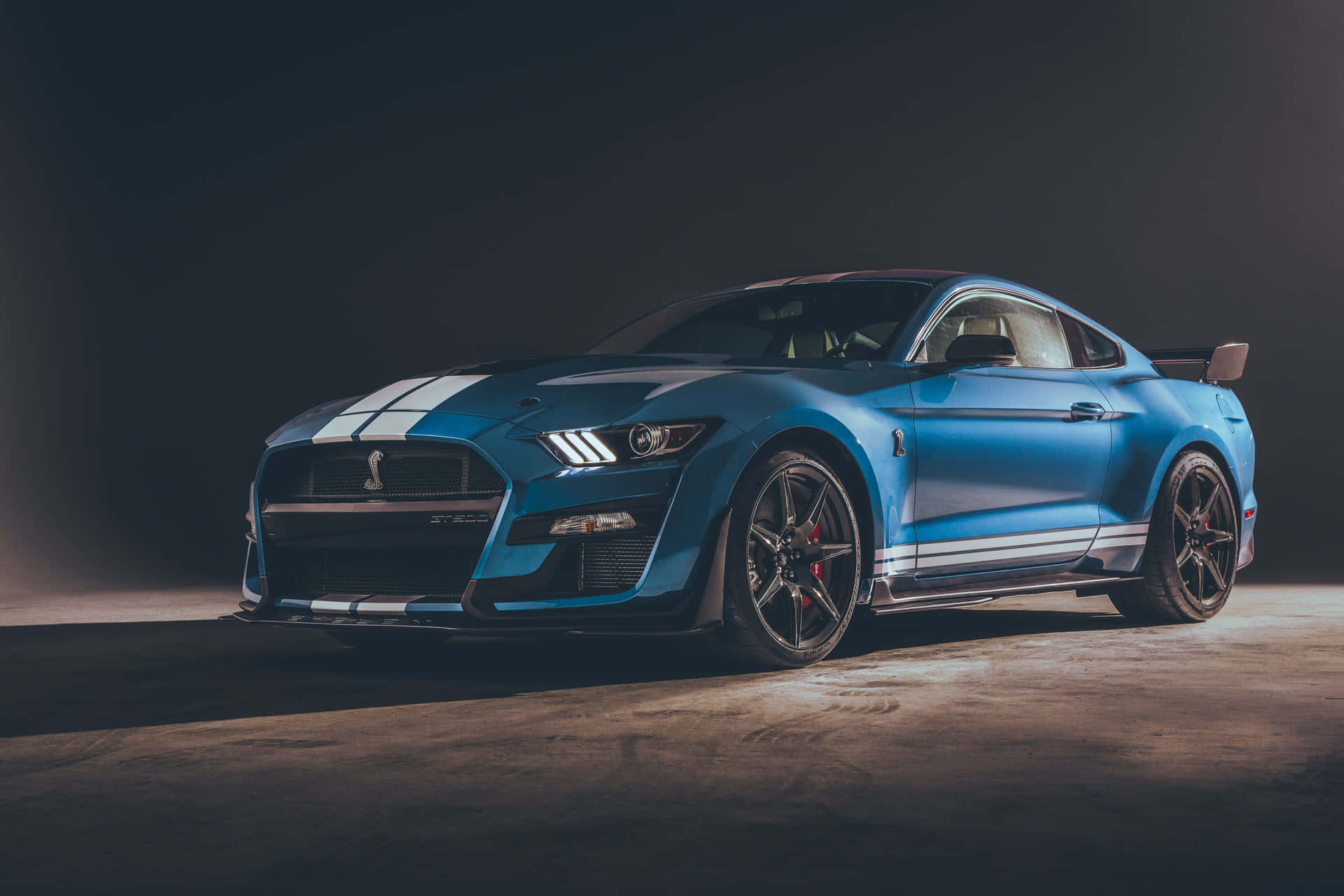 Blue Ford Mustang Shelby G T500 Studio Background