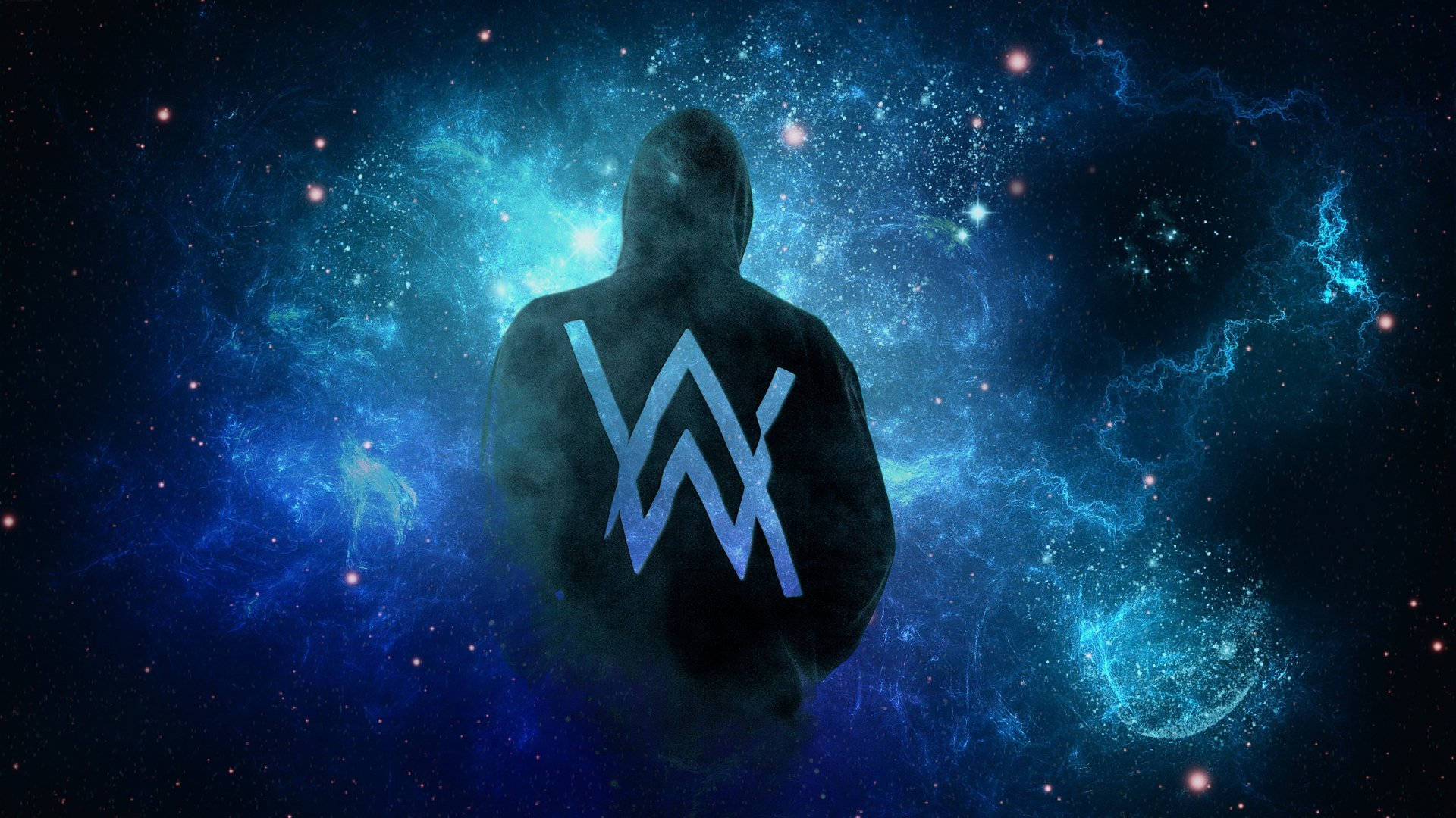 Blue Galactic Alan Walker Logo Background