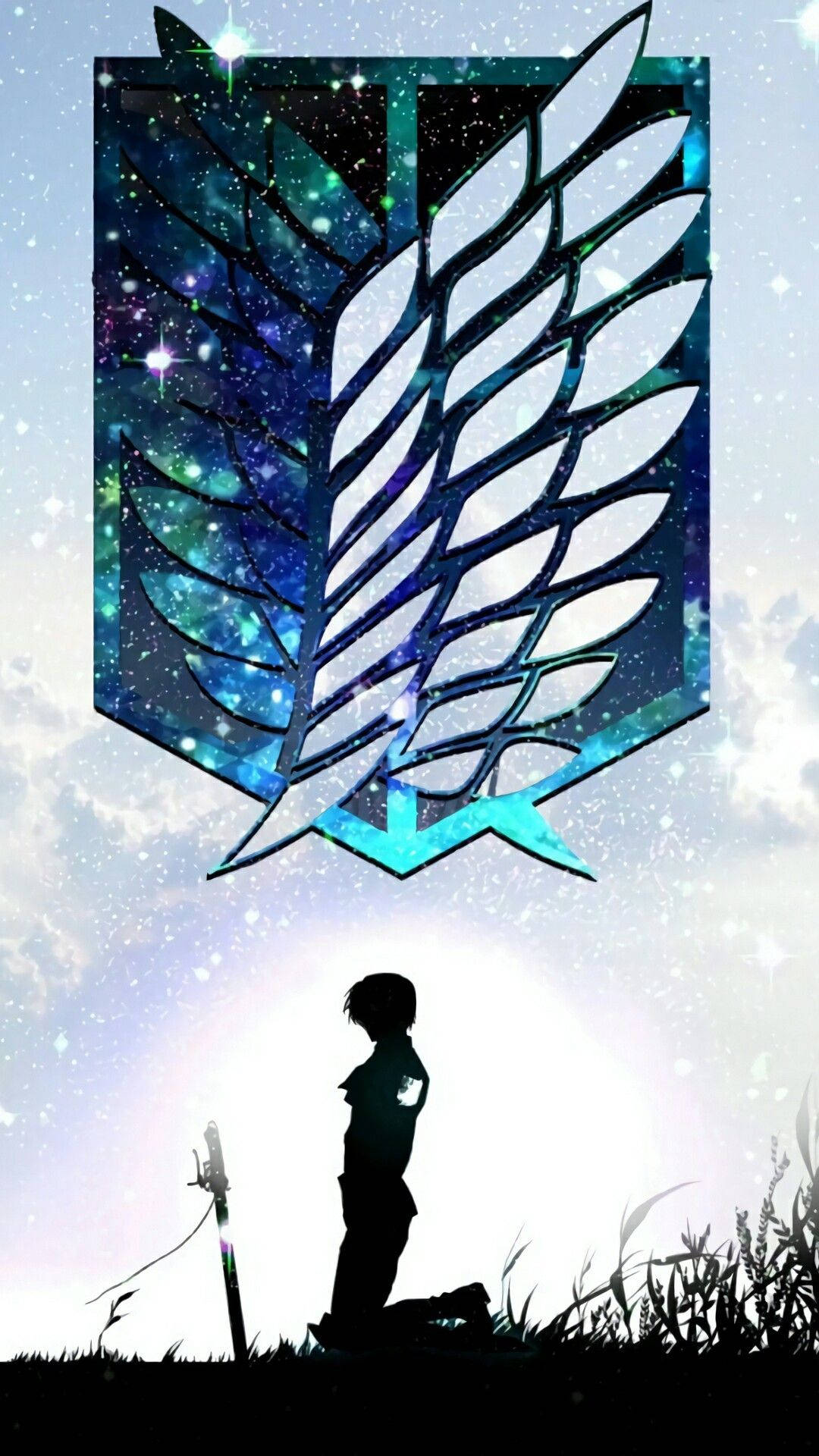 Blue Galaxy Attack On Titan Logo Background