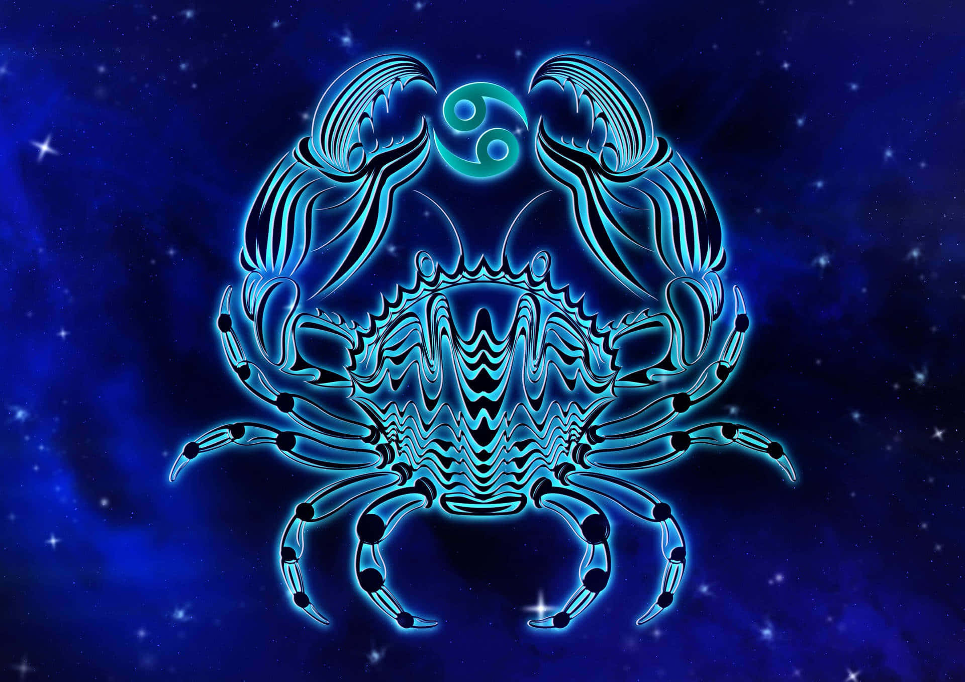 Blue Galaxy Cute Cancer Zodiac Sign