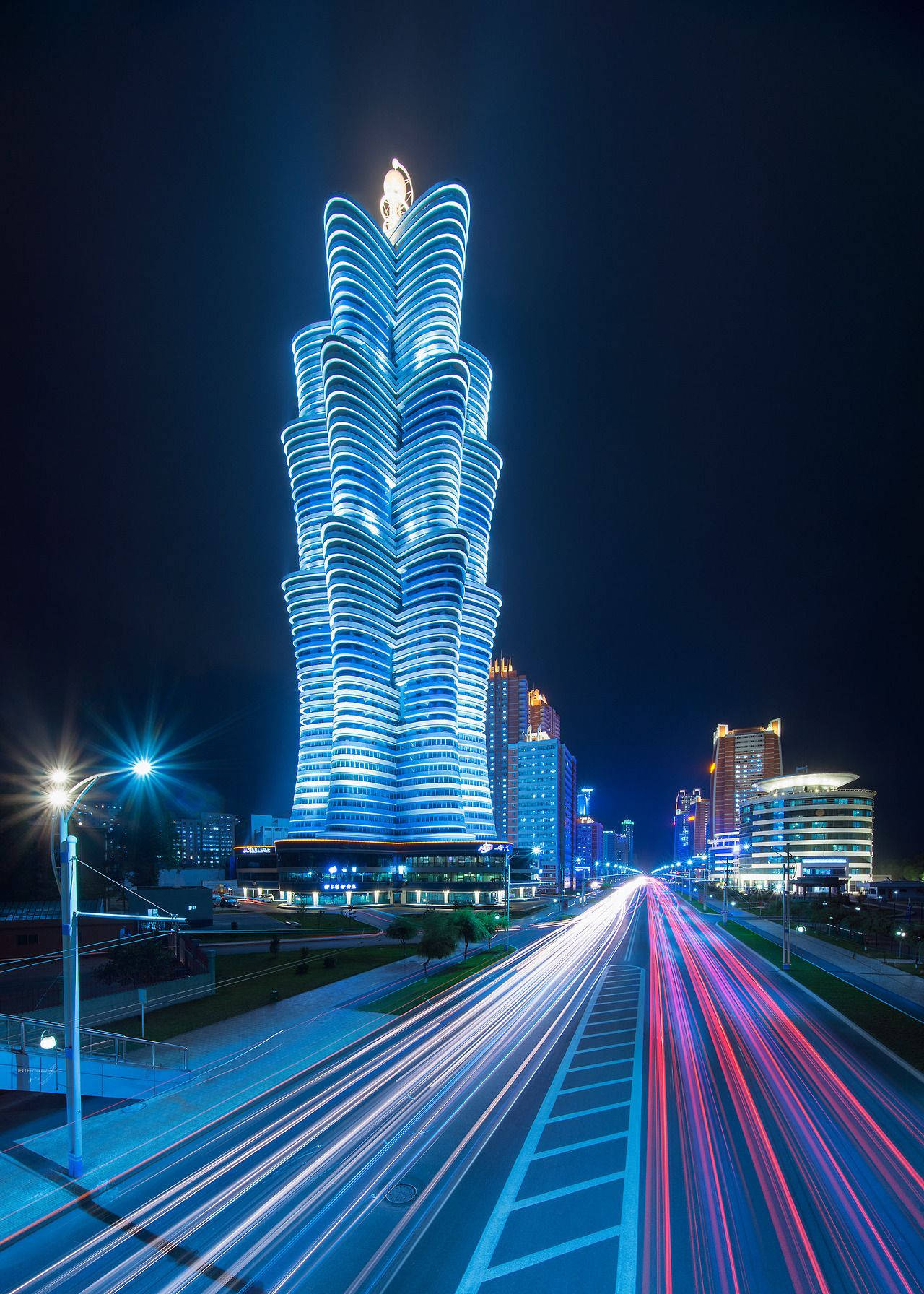 Blue Galaxy Tower In Pyongyang