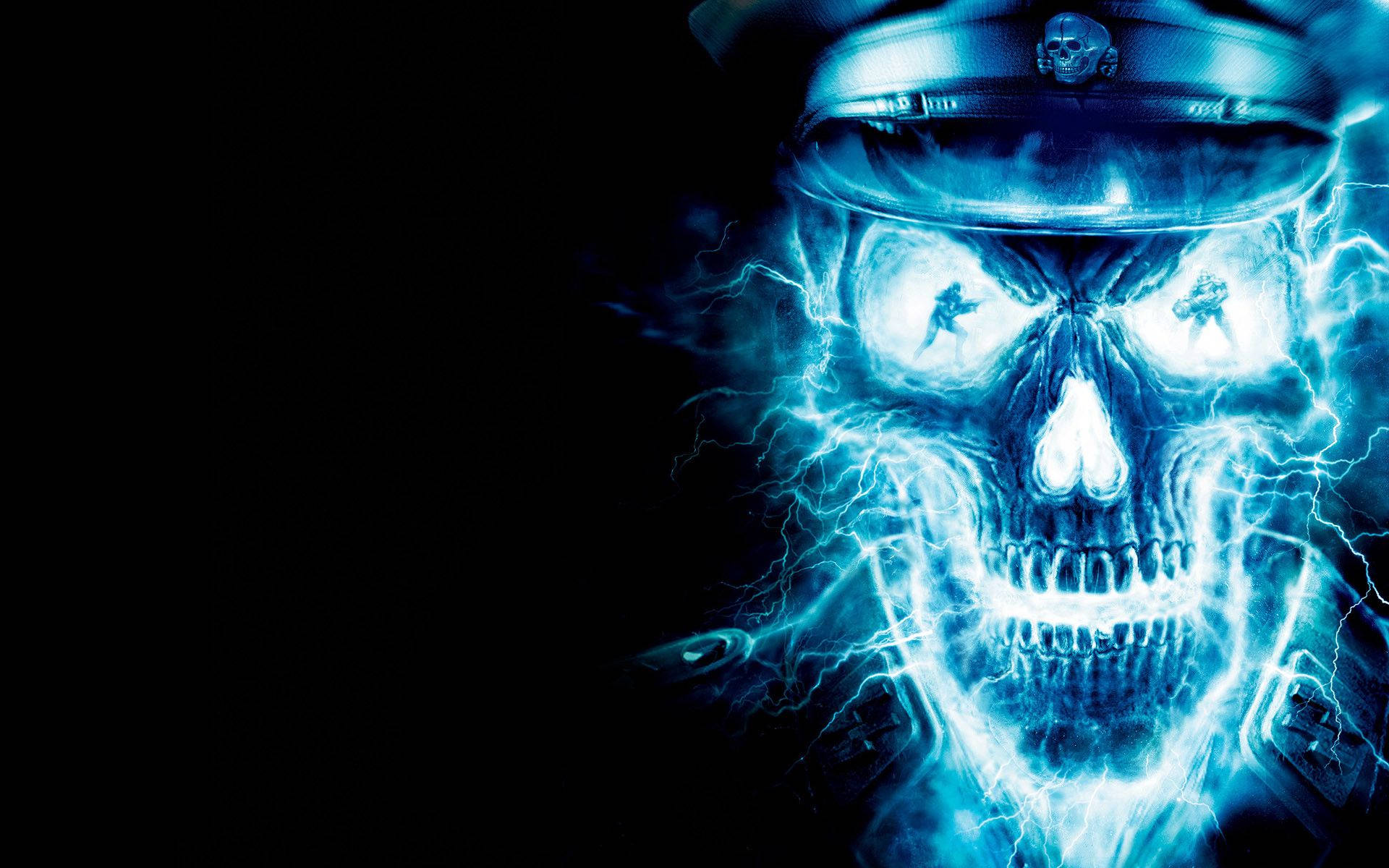 Blue Ghost Rider With Pirate Hat Background