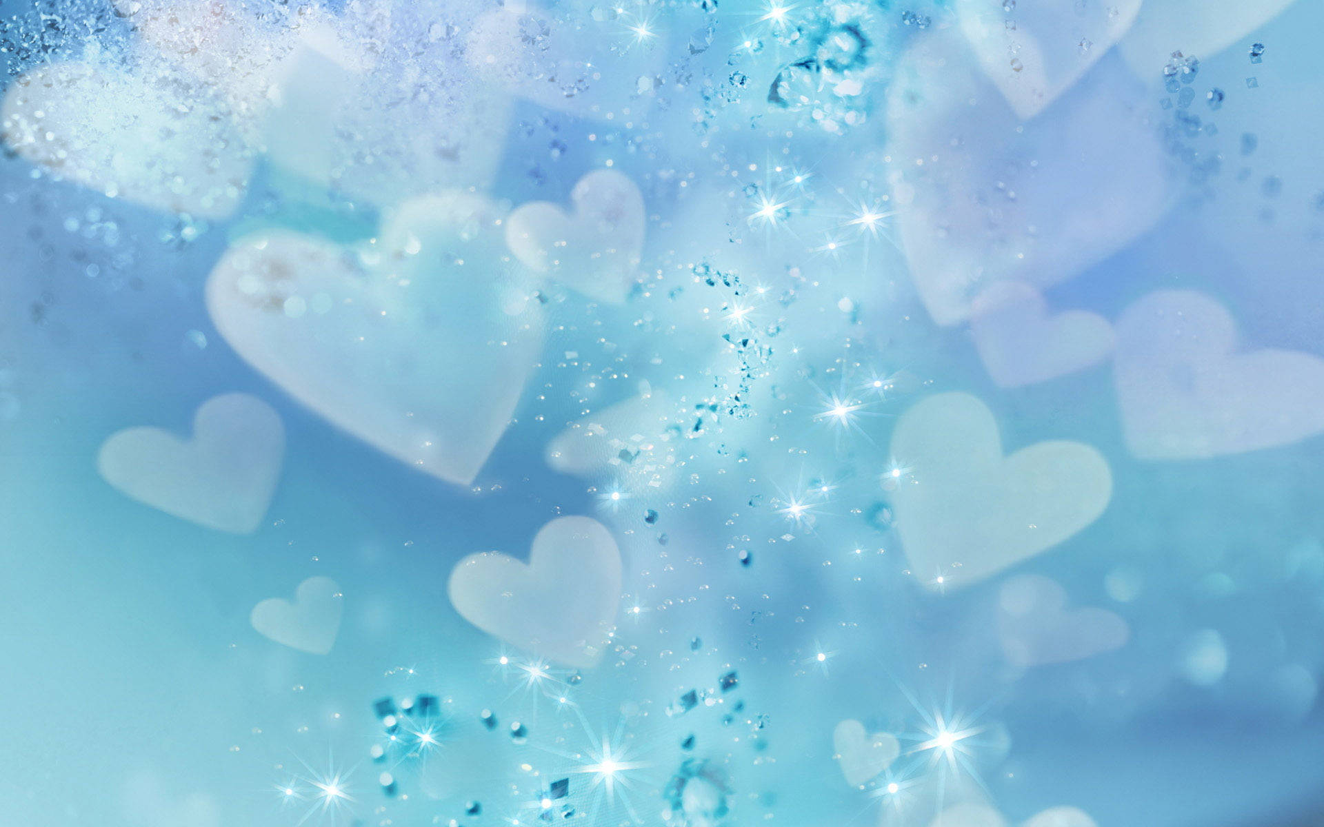 Blue Glitter Hearts Background