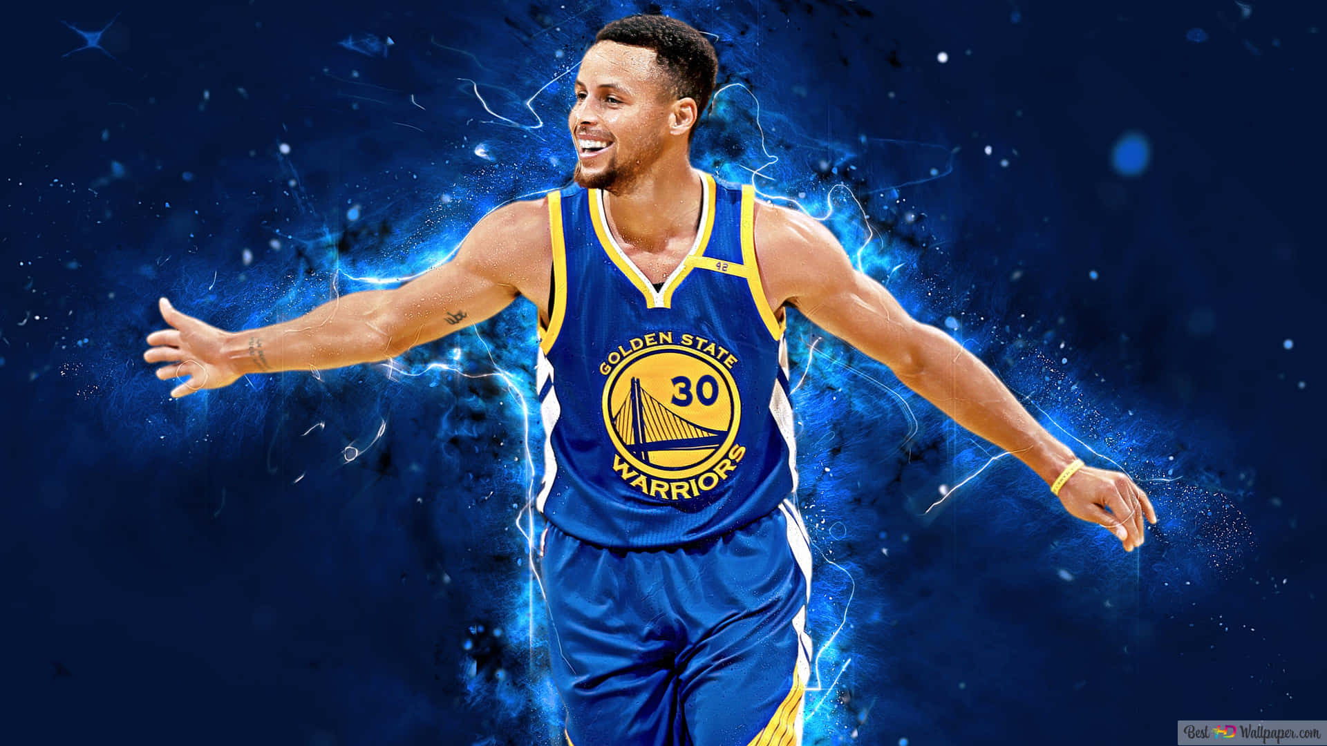 Blue Glow Of Stephen Curry 4k Background