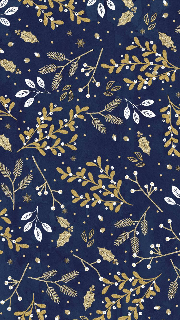 Blue Gold Holiday Pattern Background