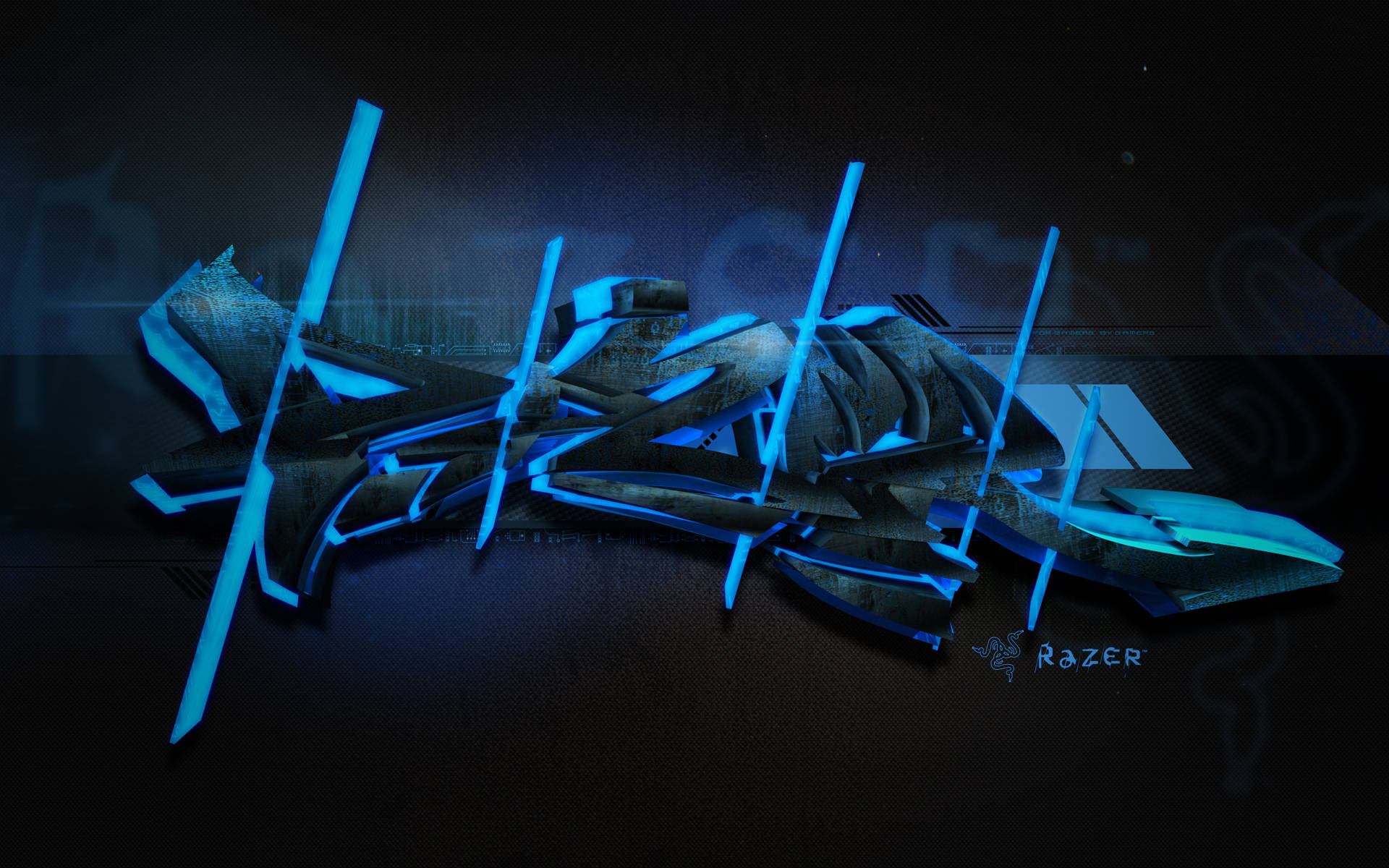 Blue Graffiti Razer Pc Art Background
