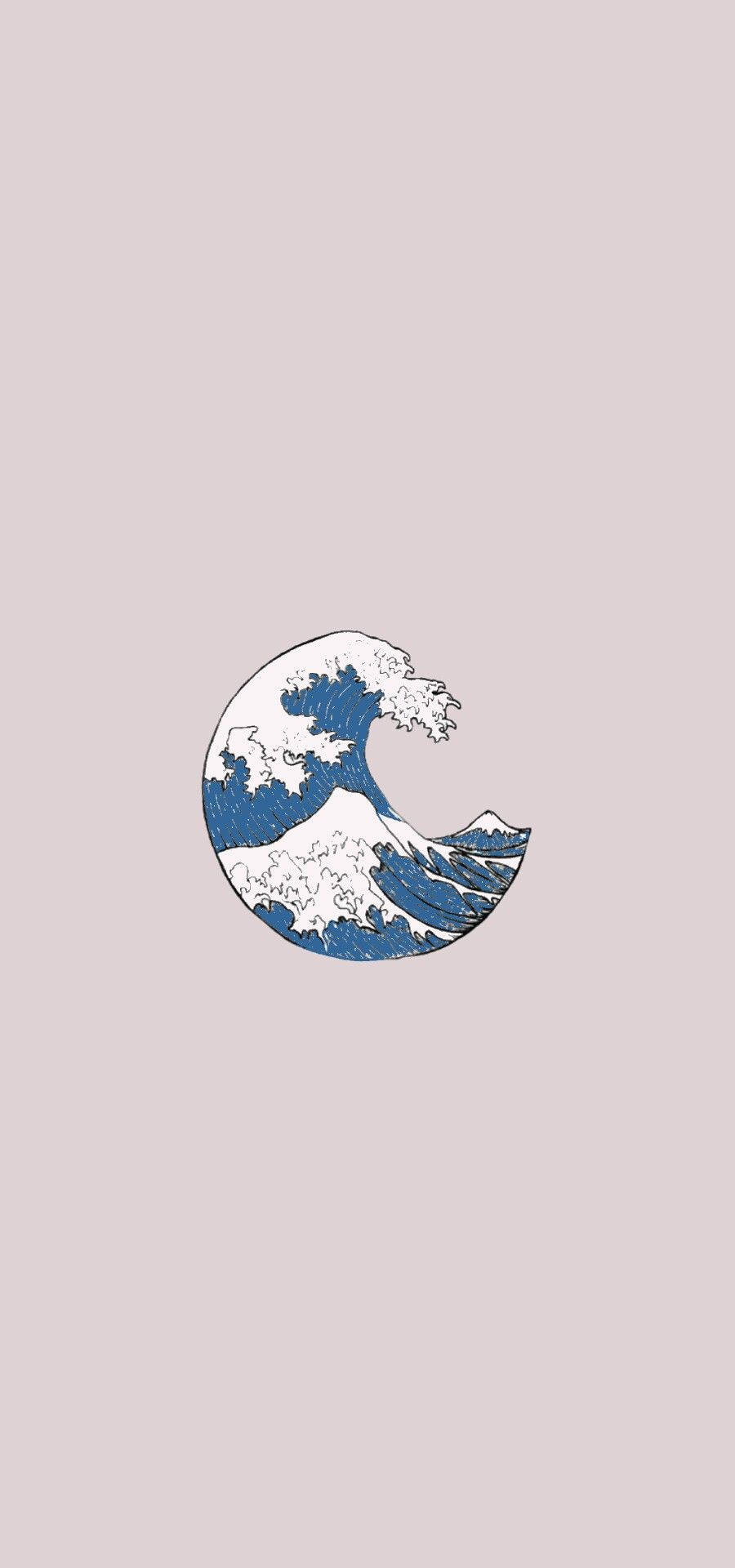 Blue Great Wave Pinterest Aesthetic Background