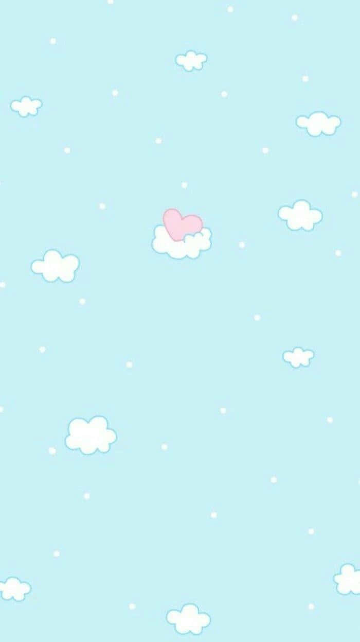 Blue Green Aesthetic Cloud Heart Background