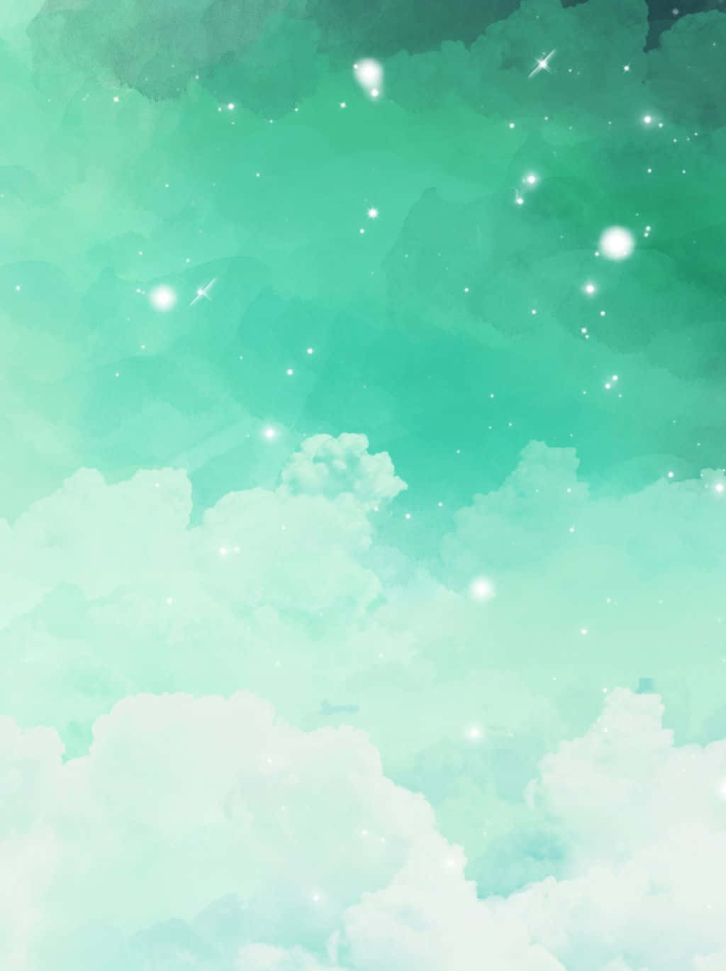 Blue Green Aesthetic Clouds Painting Background
