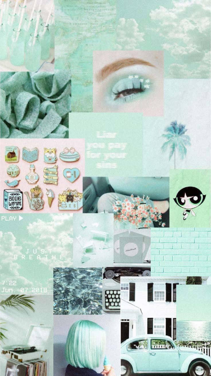 Blue Green Aesthetic Collage Buttercup Hair Sky Background