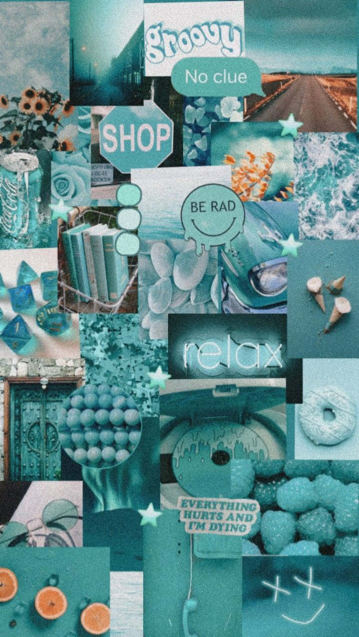 Blue Green Aesthetic Photo Collage Background