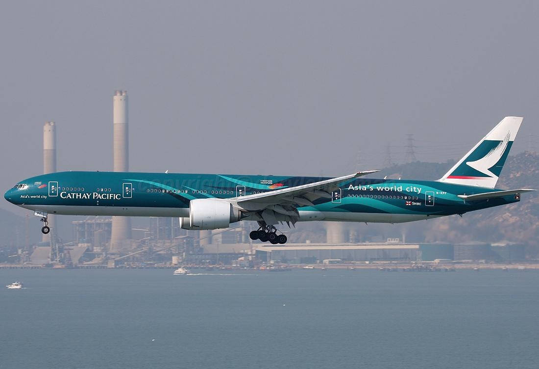 Blue Green Cathay Pacific Plane Background