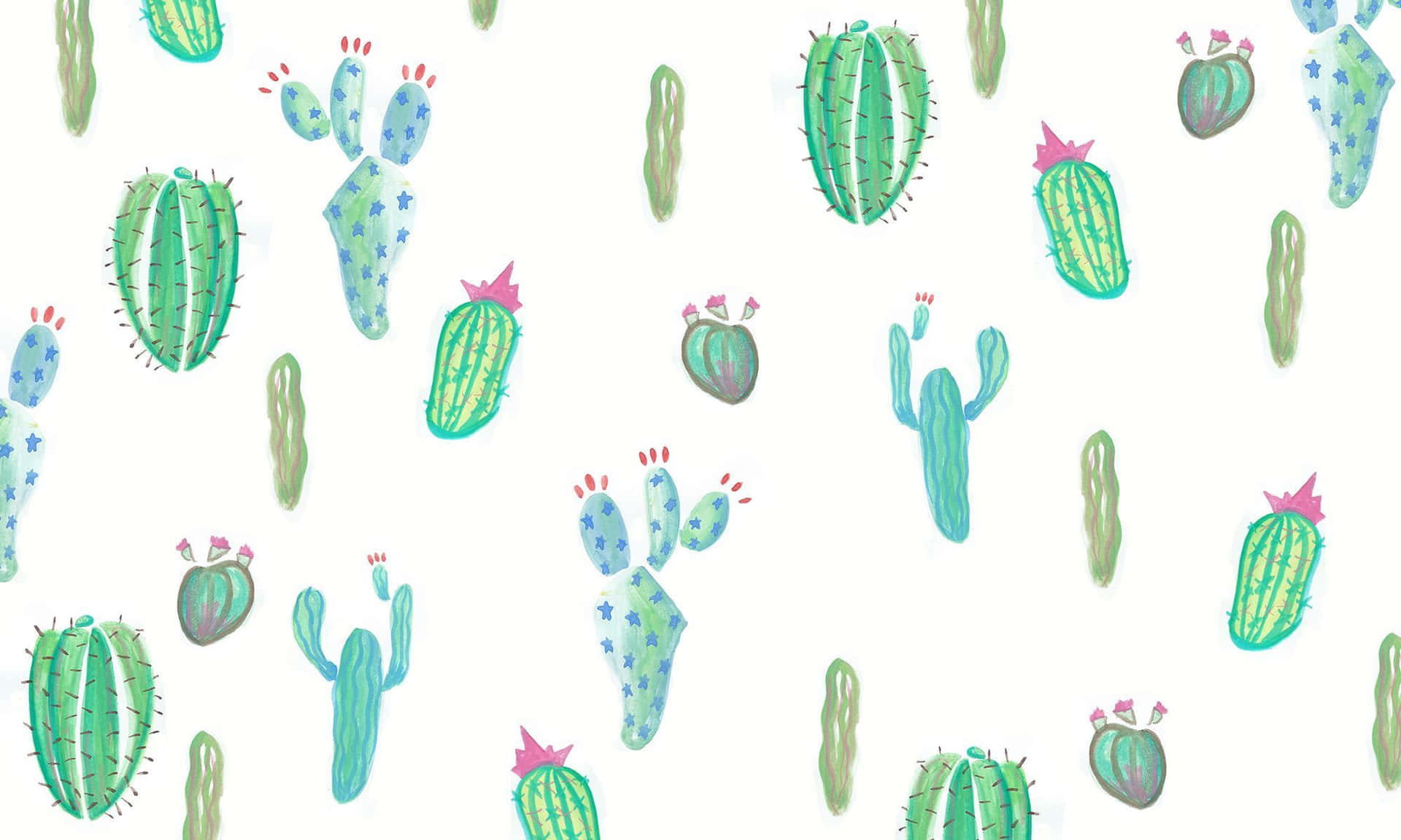 Blue Green Cute Cactus Background