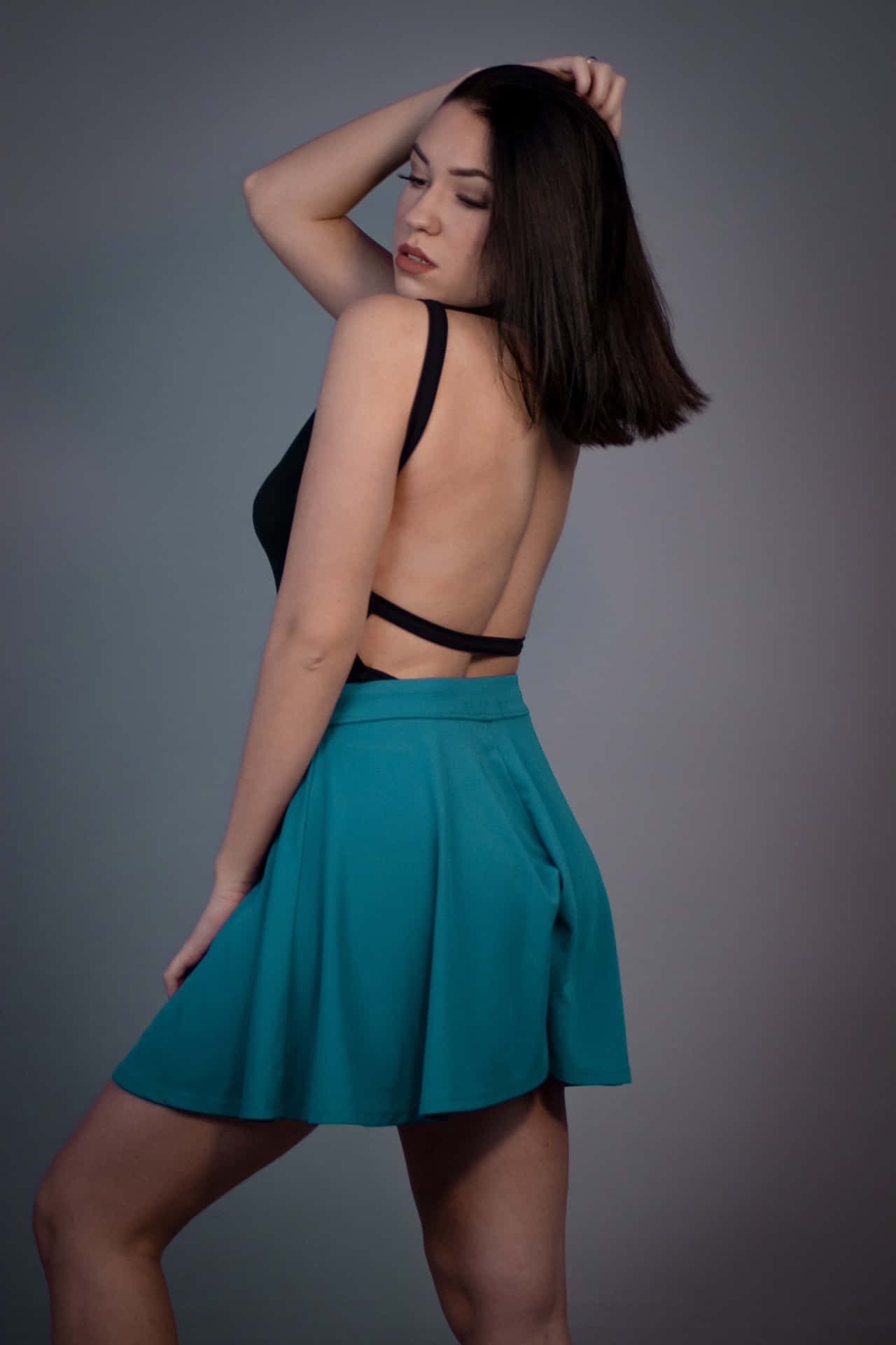 Blue Green Pleated Miniskirt