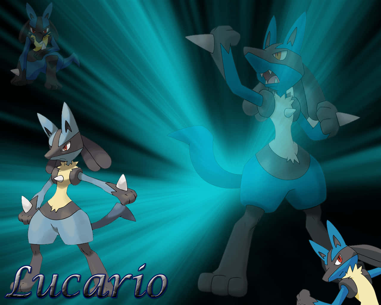 Blue Green Spotlight Pokemon Lucario