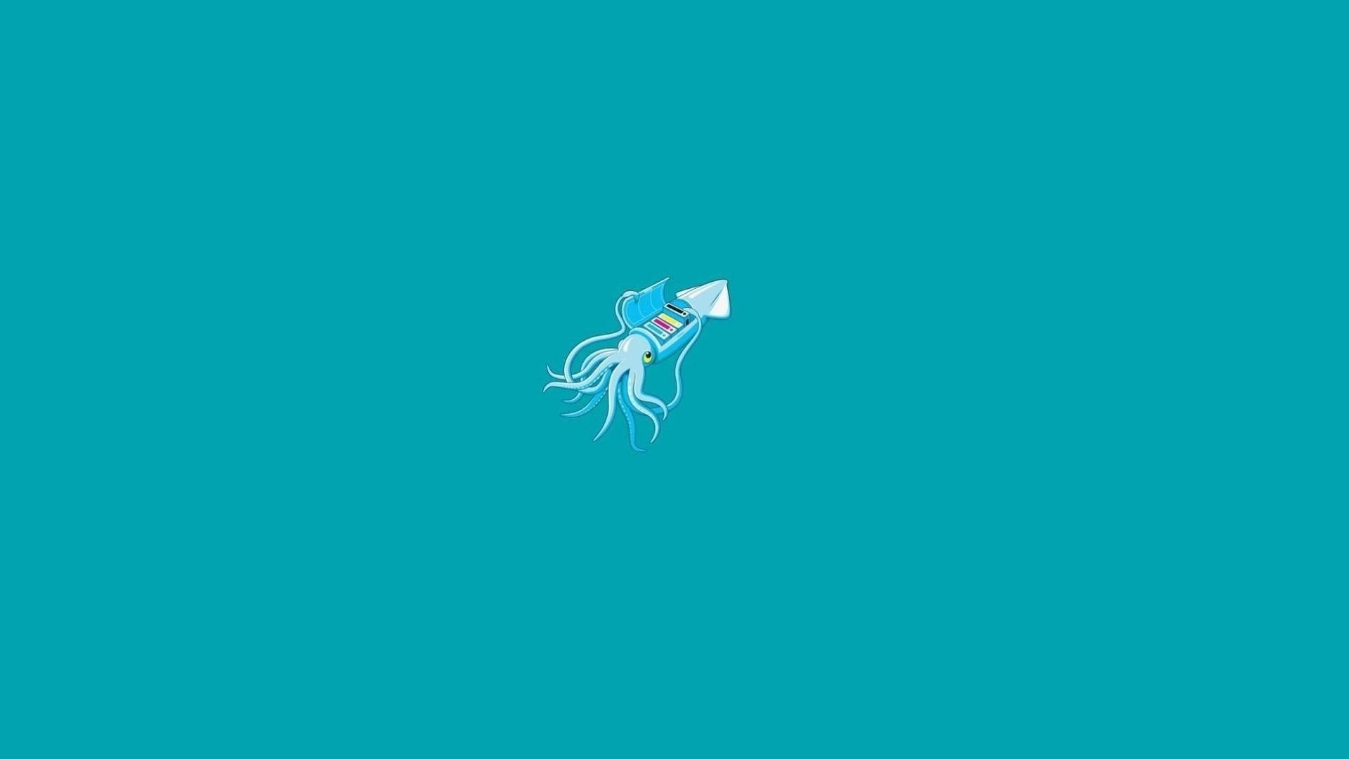 Blue Green Squid Art Background