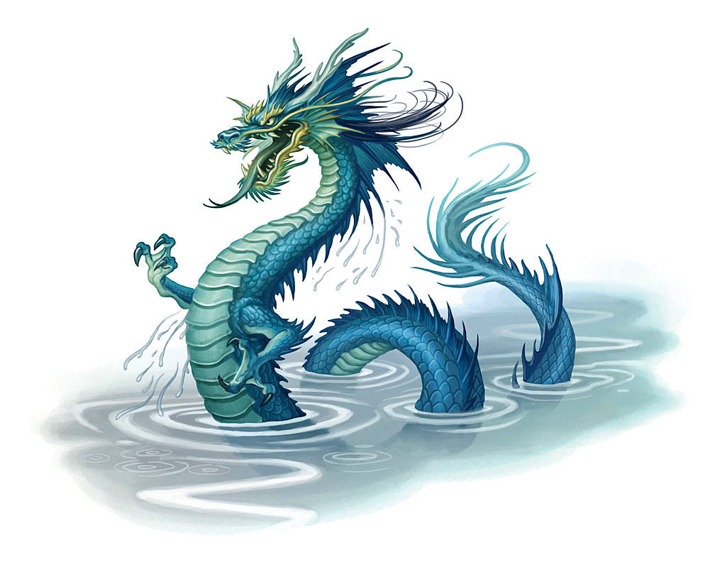 Blue Green Water Dragon Background