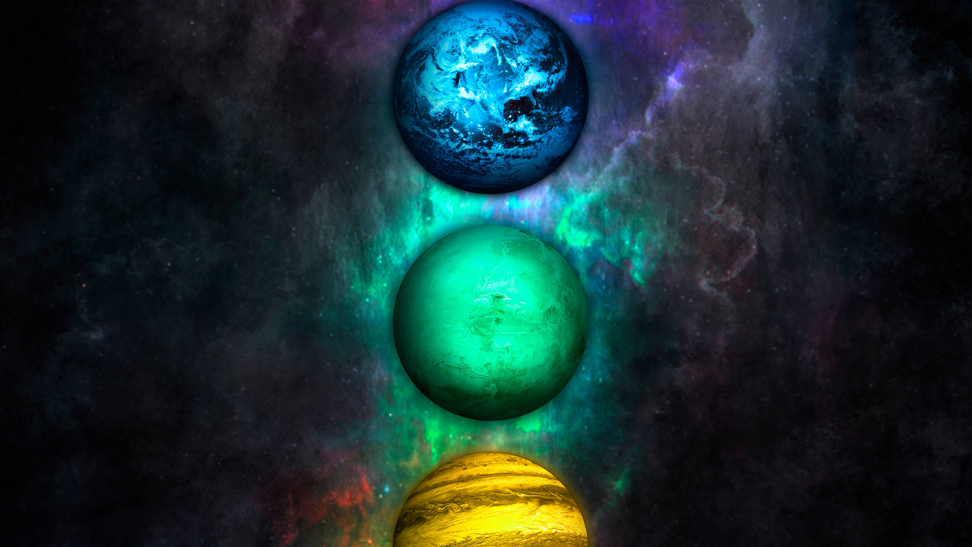 Blue Green Yellow Chakra Orbs