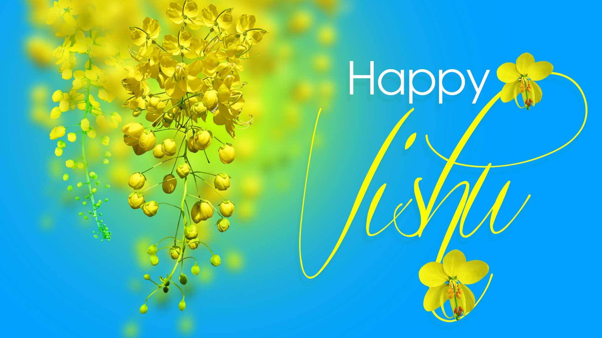 Blue Greetings Happy Vishu