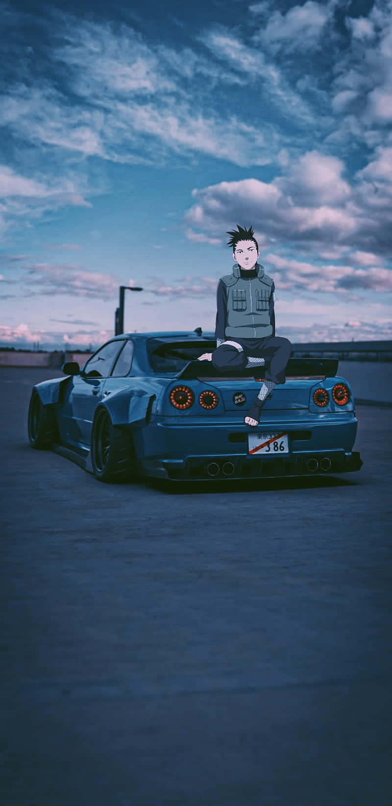 Blue Gt R With Shikamaru Nara Jdm Anime