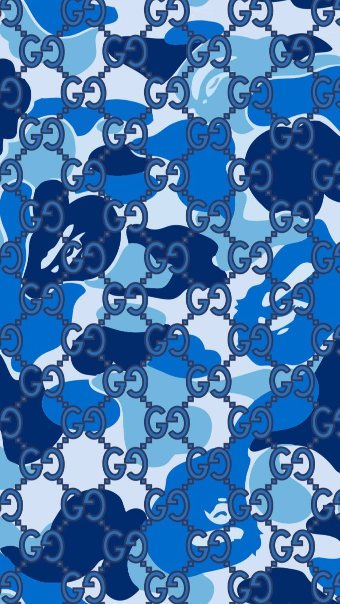 Blue Gucci Designer Logo Abstract Art