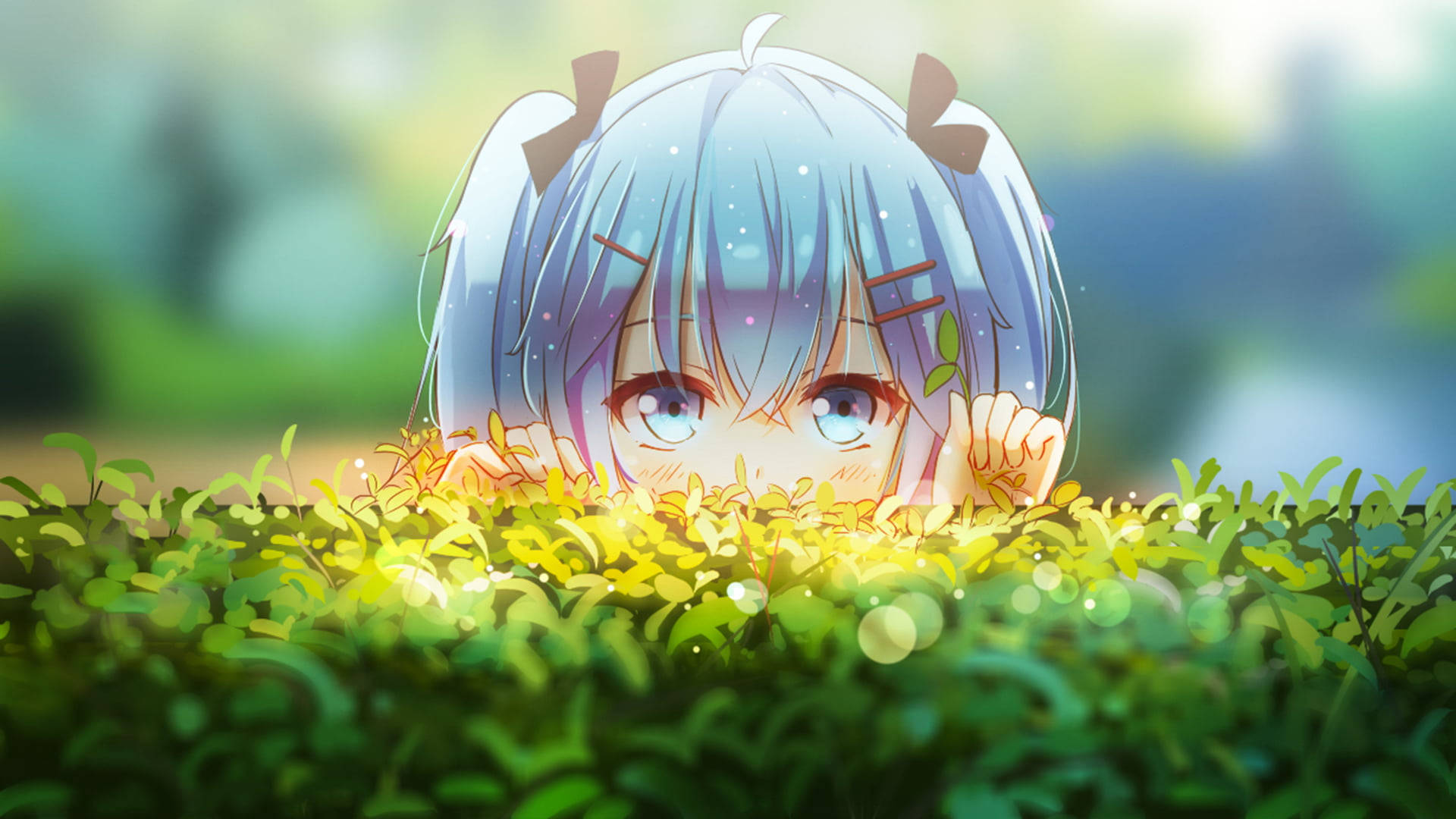 Blue-haired Animated Girl Background